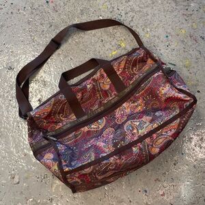 LeSportsac Large Paisley Duffel Bag Carry-All Travel Gym Tote